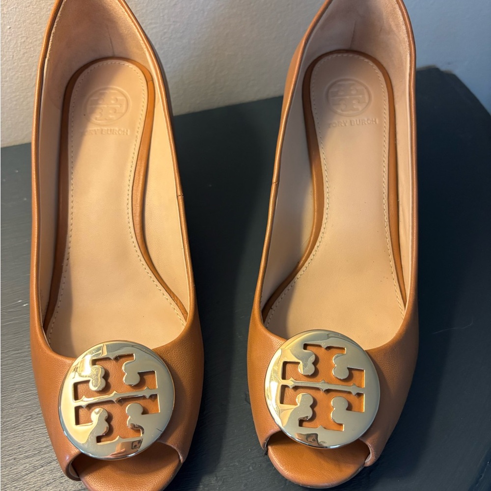 Tory Burch Brown Peep-Toe Heels